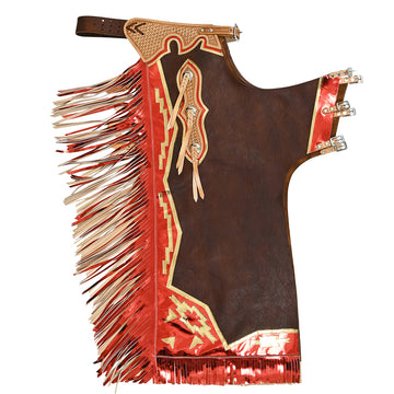 Hilason Pro Rodeo Bull Riding Chaps Smooth Genuine Leather Western Brown